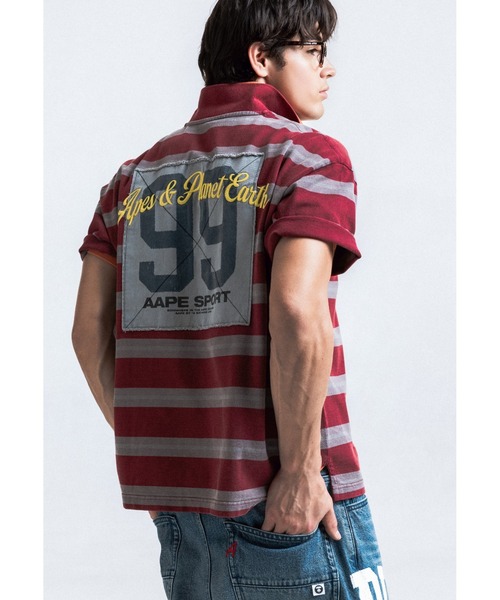 AAPE BY A BATHING APE（エーエイプバイアベイシングエイプ）の「AAPE MAIN BORDER POLO（ポロシャツ・メンズ・レッド系その他・LARGE/SMALL/MEDIUM/X-LARGE）」の5枚目の写真