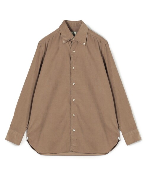 【良品（定価3.5万）】Luigi Borrelli コーデュロイシャツ 茶 セール】【別注】LUIGI BORRELLI GABLE コットンコーデュロイ ボタン