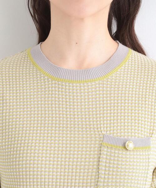 SHOO・LA・RUE(シューラルー)の「【洗濯機可/S-LL】金ボタンが上品 カノコ編み配色クルーネックニット(ニット/セーター・レディース・グレー系3/ダークブラウン系3/ブラック系3・01/04/03/02)」の19枚目の写真