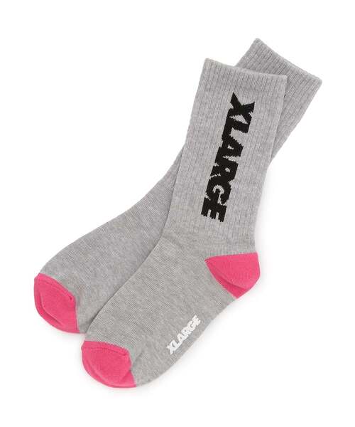 XLARGE KIDS（エクストララージキッズ）の「ロゴリブ クルーソックス（ソックス/靴下・キッズ・トップグレー/ブラック/ホワイト・17-19cm/15-17cm/13-15cm/19-21cm）」の3枚目の写真