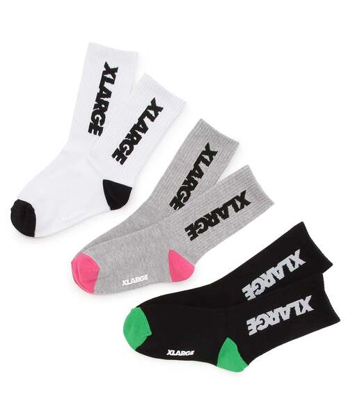 XLARGE KIDS（エクストララージキッズ）の「ロゴリブ クルーソックス（ソックス/靴下・キッズ・トップグレー/ブラック/ホワイト・17-19cm/15-17cm/13-15cm/19-21cm）」の7枚目の写真