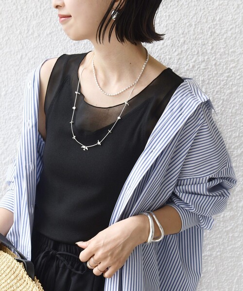 SHIPS（シップス）の「〈手洗い可能〉布帛 ドッキング ベア テレコ タンクトップ（タンクトップ・レディース・ブラウン/ブラック/オフホワイト・ONE SIZE）」の22枚目の写真