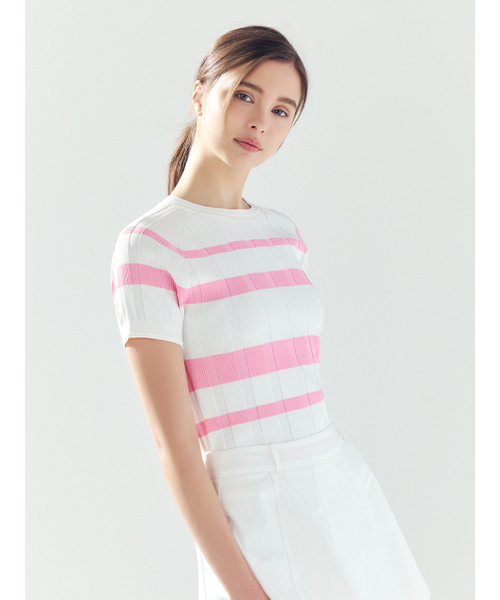 LORDLOAR(ロードロアル)の「ストライプリブラウンドニット PINK(ニット/セーター・レディース・その他・SMALL/MEDIUM/LARGE)」の2枚目の写真