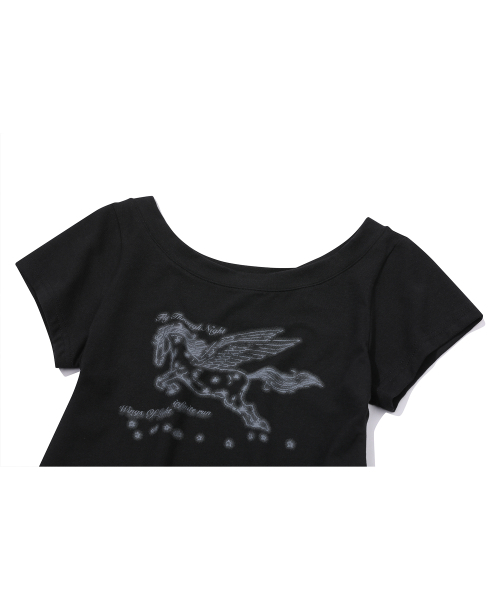 IFYOUWANT(イフユーウォント)の「ペガサス ワンショルダーTシャツ ブラック(Tシャツ/カットソー・レディース・その他・FREE)」の12枚目の写真