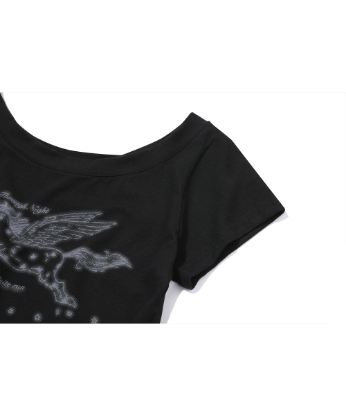 IFYOUWANT(イフユーウォント)の「ペガサス ワンショルダーTシャツ ブラック(Tシャツ/カットソー・レディース・その他・FREE)」の13枚目の写真