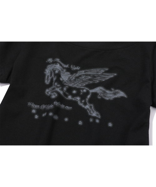 IFYOUWANT(イフユーウォント)の「ペガサス ワンショルダーTシャツ ブラック(Tシャツ/カットソー・レディース・その他・FREE)」の14枚目の写真