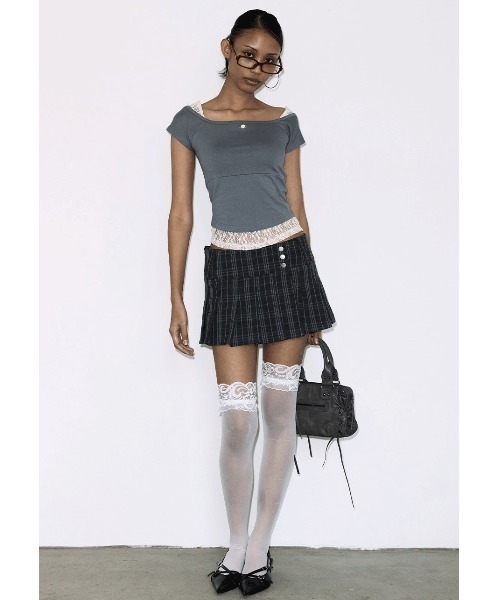 トップス Tumee188k A'GEM/9 × .kom 『FANCY CLUB/ファンシークラブ』 LACE SQUARE NECK