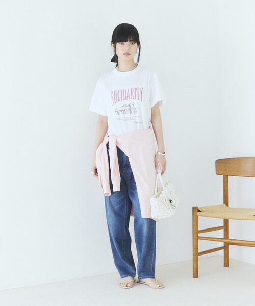 Firsthand(ファーストハンド)の「Firsthand/ファーストハンド コンフォータブル ロゴホースプリント クルーネック Tシャツ(Tシャツ/カットソー・レディース・チャコールグレー/ホワイト・FREE)」の18枚目の写真