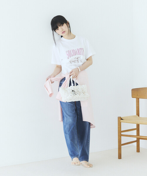 Firsthand(ファーストハンド)の「Firsthand/ファーストハンド コンフォータブル ロゴホースプリント クルーネック Tシャツ(Tシャツ/カットソー・レディース・チャコールグレー/ホワイト・FREE)」の20枚目の写真