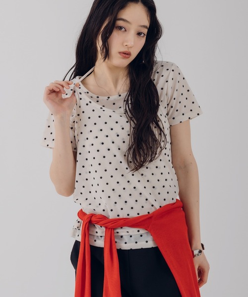 MUHET(ミュエータ)の「【set item】velours halter neck camisole & t-shirt / ベロアホルターネックキャミソールTシャツ(Tシャツ/カットソー・レディース・ホワイト/ブラウン/ピンク/ネイビー・FREE)」の1枚目の写真