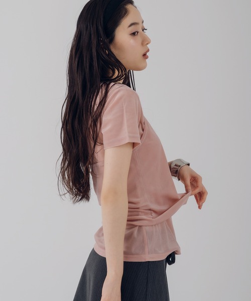 MUHET(ミュエータ)の「【set item】velours halter neck camisole & t-shirt / ベロアホルターネックキャミソールTシャツ(Tシャツ/カットソー・レディース・ホワイト/ブラウン/ピンク/ネイビー・FREE)」の16枚目の写真