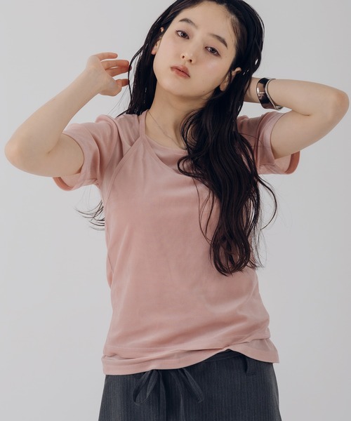 MUHET(ミュエータ)の「【set item】velours halter neck camisole & t-shirt / ベロアホルターネックキャミソールTシャツ(Tシャツ/カットソー・レディース・ホワイト/ブラウン/ピンク/ネイビー・FREE)」の15枚目の写真