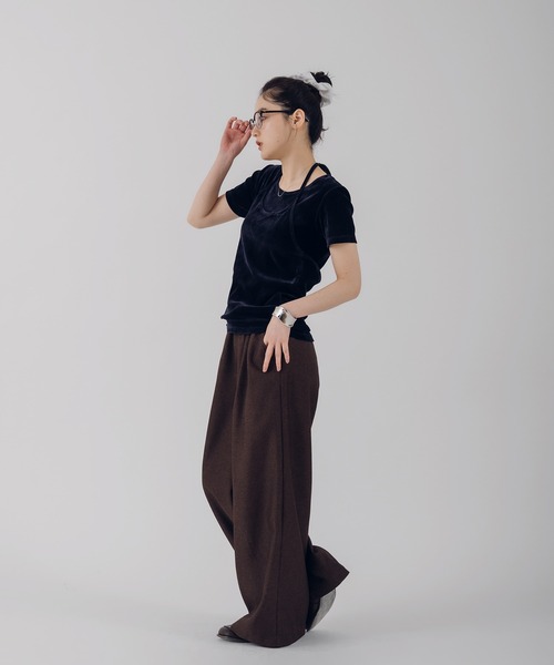 MUHET(ミュエータ)の「【set item】velours halter neck camisole & t-shirt / ベロアホルターネックキャミソールTシャツ(Tシャツ/カットソー・レディース・ホワイト/ブラウン/ピンク/ネイビー・FREE)」の11枚目の写真