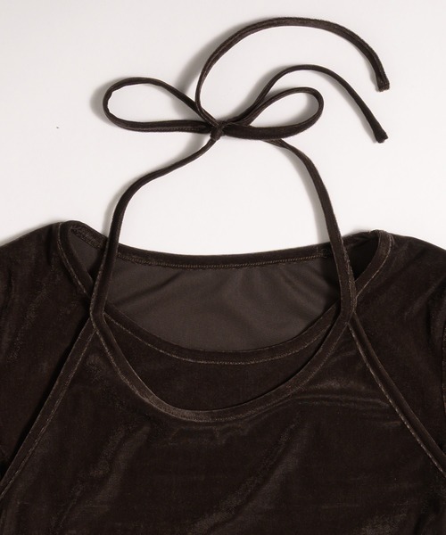 MUHET(ミュエータ)の「【set item】velours halter neck camisole & t-shirt / ベロアホルターネックキャミソールTシャツ(Tシャツ/カットソー・レディース・ホワイト/ブラウン/ピンク/ネイビー・FREE)」の21枚目の写真