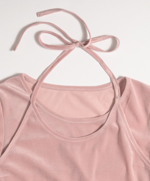 MUHET(ミュエータ)の「【set item】velours halter neck camisole & t-shirt / ベロアホルターネックキャミソールTシャツ(Tシャツ/カットソー・レディース・ホワイト/ブラウン/ピンク/ネイビー・FREE)」の13枚目の写真