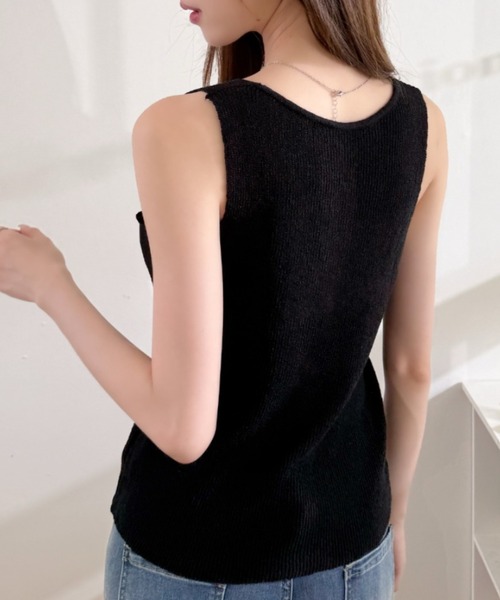 Ada.(エイダ)の「フロント 多ボタン Vネック サマー ニット トップス◎(ニット/セーター・レディース・マスタード/ホワイト/グレー/ブラック・FREE)」の16枚目の写真