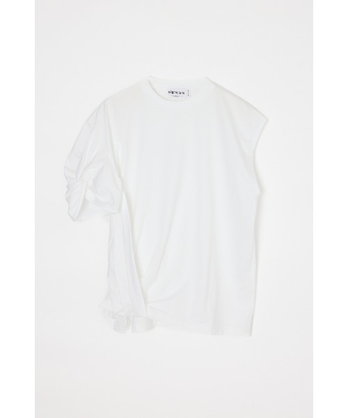 nagonstans(ナゴンスタンス)の「asymmetry twist t-shirt(Tシャツ/カットソー・レディース・ホワイト/ブラック・MEDIUM)」の1枚目の写真