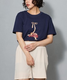 リボンモチーフ ガールプリントTシャツ