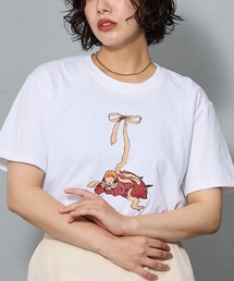 リボンモチーフ ガールプリントTシャツ