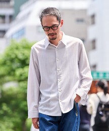 SHIPS: 3Dドット ロングスリーブ レギュラーカラー シャツ