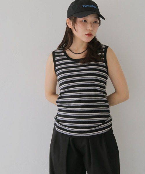 cheriella(シェリエラ)の「【cheriella】ボーダータンクトップ BORDER TANK TOP(タンクトップ・レディース・ブラック/ブルー・MEDIUM)」の12枚目の写真