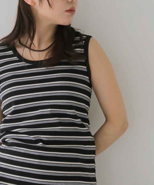 cheriella(シェリエラ)の「【cheriella】ボーダータンクトップ BORDER TANK TOP(タンクトップ・レディース・ブラック/ブルー・MEDIUM)」の8枚目の写真