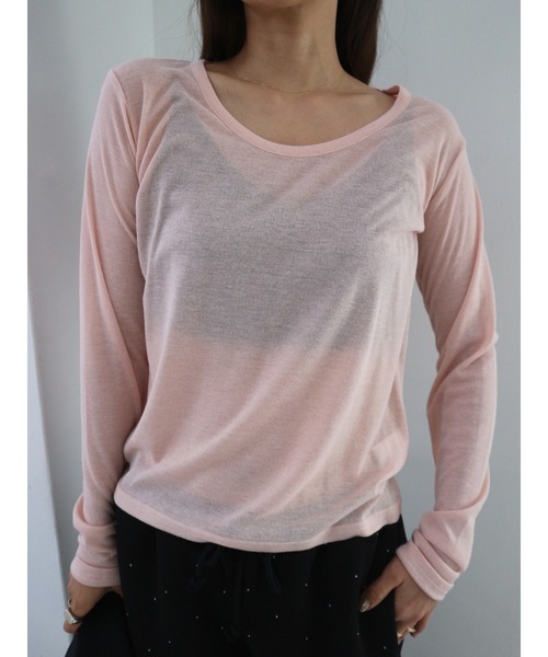 TRUNC(トランクエイティーエイト)の「Sheer Crew Neck Pullover(シャツ/ブラウス・レディース・ピンク・FREE)」の1枚目の写真
