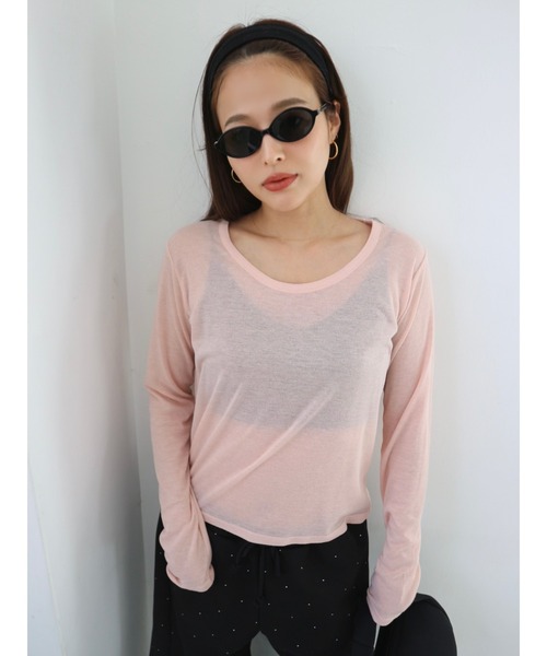 TRUNC(トランクエイティーエイト)の「Sheer Crew Neck Pullover(シャツ/ブラウス・レディース・ピンク・FREE)」の10枚目の写真