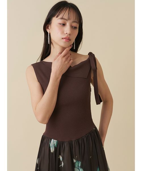 SNIDEL(スナイデル)の「リボンデザインニットドッキングワンピース(ワンピース・レディース・ネイビー/ブラウン/ブラック・0/1)」の18枚目の写真