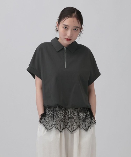 レースドッキングZIPプルオーバー 771108（Tシャツ/カットソー
