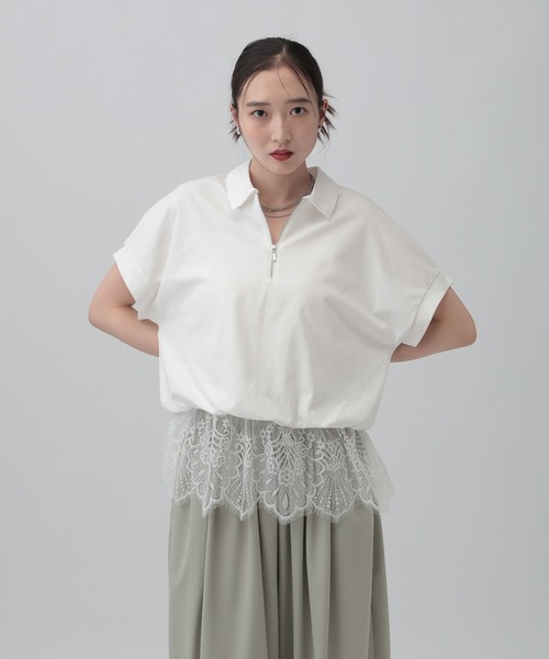LEPSIM(レプシィム)の「レースドッキングZIPプルオーバー 771108(Tシャツ/カットソー・レディース・モカ/杢グレー/チャコールグレー/オフホワイト・FREE)」の14枚目の写真