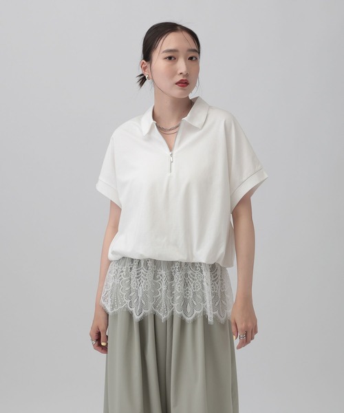 LEPSIM(レプシィム)の「レースドッキングZIPプルオーバー 771108(Tシャツ/カットソー・レディース・モカ/杢グレー/チャコールグレー/オフホワイト・FREE)」の15枚目の写真