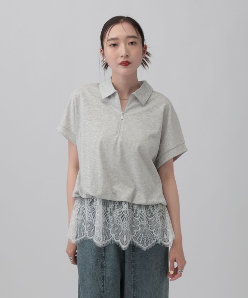 LEPSIM(レプシィム)の「レースドッキングZIPプルオーバー 771108(Tシャツ/カットソー・レディース・モカ/杢グレー/チャコールグレー/オフホワイト・FREE)」の21枚目の写真