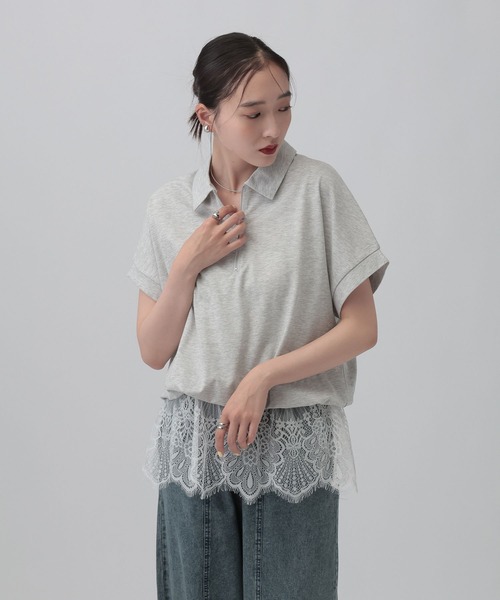 LEPSIM(レプシィム)の「レースドッキングZIPプルオーバー 771108(Tシャツ/カットソー・レディース・モカ/杢グレー/チャコールグレー/オフホワイト・FREE)」の22枚目の写真