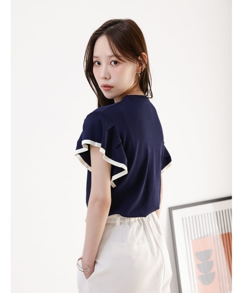 fifth(フィフス)の「【接触冷感】袖フレア半袖ニット(ニット/セーター・レディース・ネイビー/ブラック/グレー・L/M)」の7枚目の写真