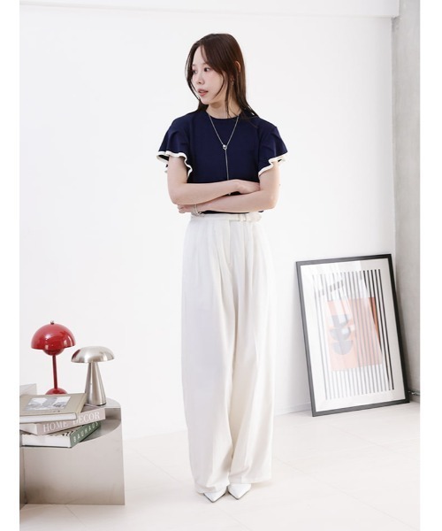 fifth(フィフス)の「【接触冷感】袖フレア半袖ニット(ニット/セーター・レディース・ネイビー/ブラック/グレー・L/M)」の11枚目の写真