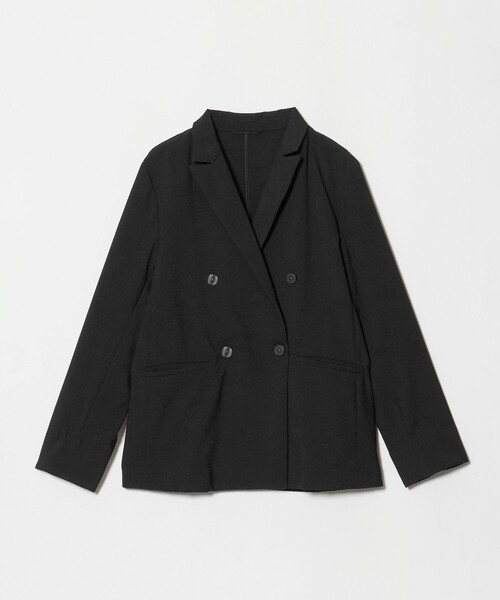 A DAY IN THE LIFE UNITED ARROWS(アデイインザライフユナイテッドアローズ)の「サッカー ダブルブレストジャケット ‐セットアップ対応・マシンウォッシャブル‐ <A DAY IN THE LIFE>(Tシャツ/カットソー・レディース・ベージュ/ネイビー/ブラック・38/36)」の2枚目の写真