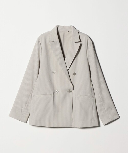 A DAY IN THE LIFE UNITED ARROWS(アデイインザライフユナイテッドアローズ)の「サッカー ダブルブレストジャケット ‐セットアップ対応・マシンウォッシャブル‐ <A DAY IN THE LIFE>(Tシャツ/カットソー・レディース・ベージュ/ネイビー/ブラック・38/36)」の14枚目の写真