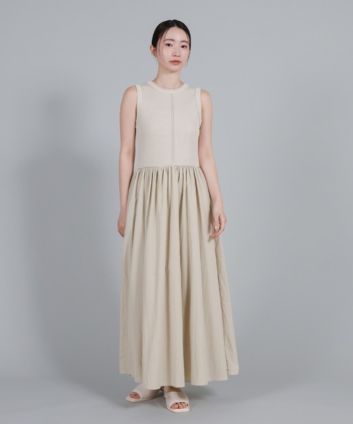 select MOCA Et(セレクトモカエト)の「【Et】Rib Knit Docking Onepiece(シャツワンピース・レディース・ベージュ/ブラック・FREE)」の2枚目の写真