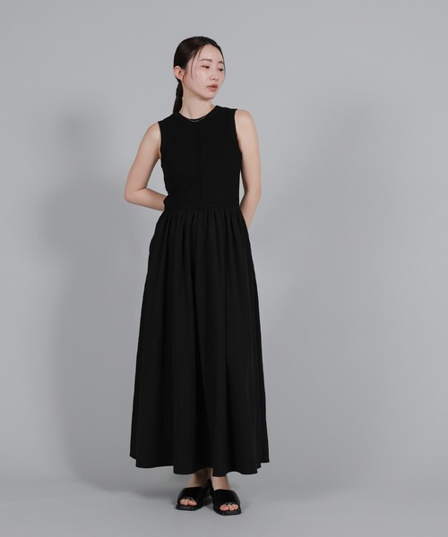 select MOCA Et(セレクトモカエト)の「【Et】Rib Knit Docking Onepiece(シャツワンピース・レディース・ベージュ/ブラック・FREE)」の3枚目の写真