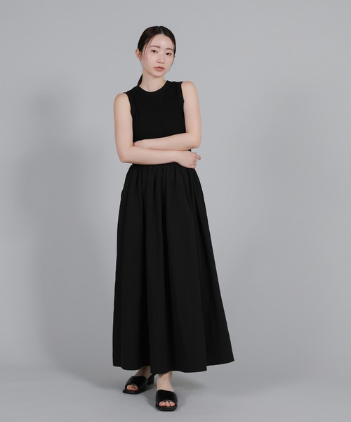 select MOCA Et(セレクトモカエト)の「【Et】Rib Knit Docking Onepiece(シャツワンピース・レディース・ベージュ/ブラック・FREE)」の6枚目の写真