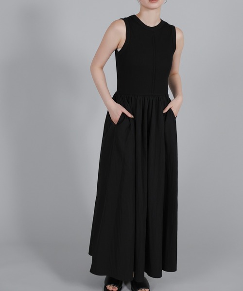 select MOCA Et(セレクトモカエト)の「【Et】Rib Knit Docking Onepiece(シャツワンピース・レディース・ベージュ/ブラック・FREE)」の7枚目の写真