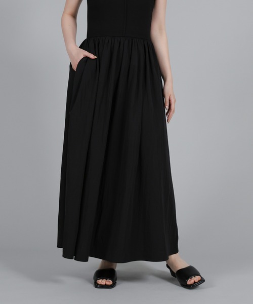 select MOCA Et(セレクトモカエト)の「【Et】Rib Knit Docking Onepiece(シャツワンピース・レディース・ベージュ/ブラック・FREE)」の12枚目の写真