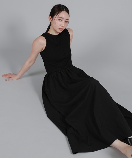 select MOCA Et(セレクトモカエト)の「【Et】Rib Knit Docking Onepiece(シャツワンピース・レディース・ベージュ/ブラック・FREE)」の10枚目の写真
