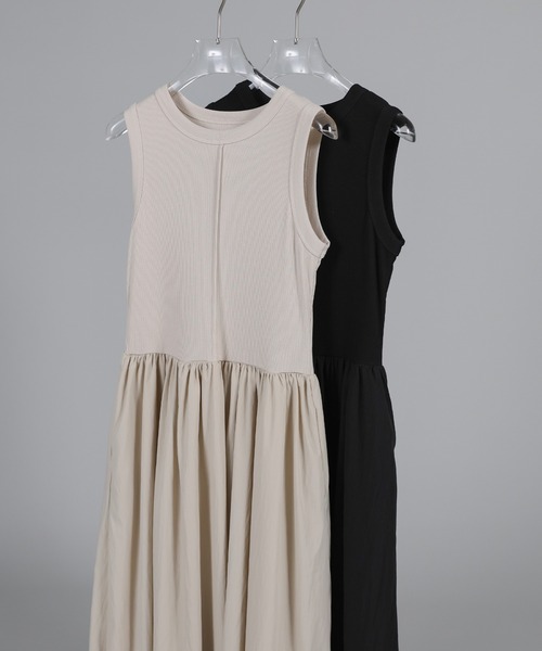 select MOCA Et(セレクトモカエト)の「【Et】Rib Knit Docking Onepiece(シャツワンピース・レディース・ベージュ/ブラック・FREE)」の15枚目の写真
