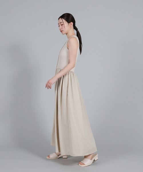 select MOCA Et(セレクトモカエト)の「【Et】Rib Knit Docking Onepiece(シャツワンピース・レディース・ベージュ/ブラック・FREE)」の4枚目の写真