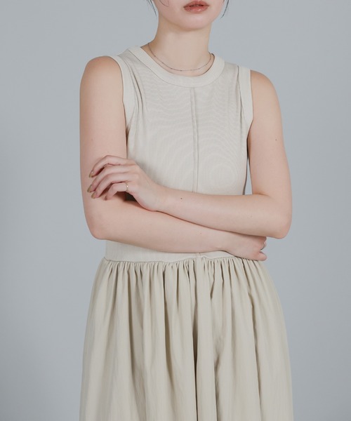 select MOCA Et(セレクトモカエト)の「【Et】Rib Knit Docking Onepiece(シャツワンピース・レディース・ベージュ/ブラック・FREE)」の21枚目の写真