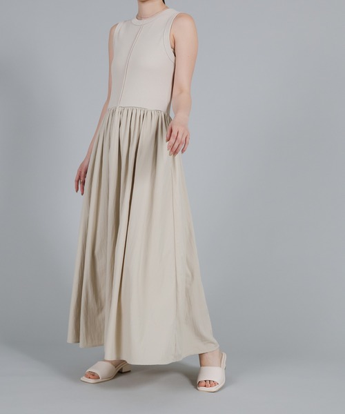 select MOCA Et(セレクトモカエト)の「【Et】Rib Knit Docking Onepiece(シャツワンピース・レディース・ベージュ/ブラック・FREE)」の17枚目の写真
