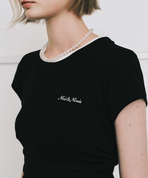 NICK&NICOLE(ニックアンドニコール)の「LAYERED SHIRRING SLIM TOP_BLACK(Tシャツ/カットソー・レディース・その他・FREE)」の3枚目の写真