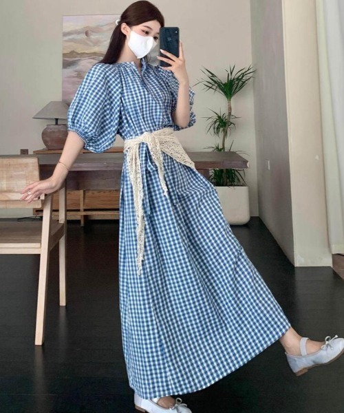 semplice（センプリチェ）の「ワンピース【韓国ファッション】（ワンピース・レディース・ブルー・F）」の7枚目の写真